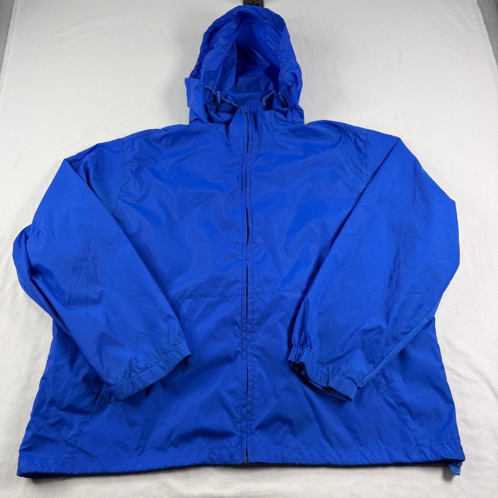 Eddie Bauer Jacket Mens XL Blue Windbeaker Ebtek Full Zip Packable Vintage